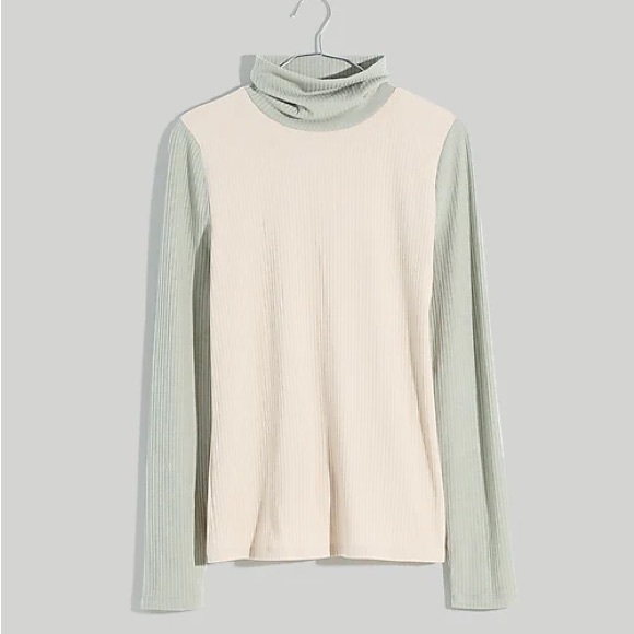 Madewell Colorblock Ribbed Turtleneck Top - Picture 1 of 5